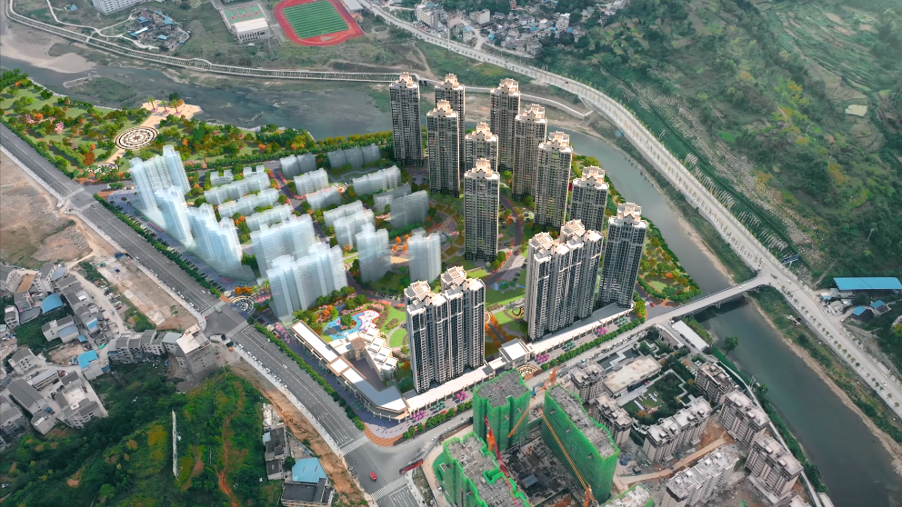 黔龙御园小区三维实景合成动画—上海虎置3D动画